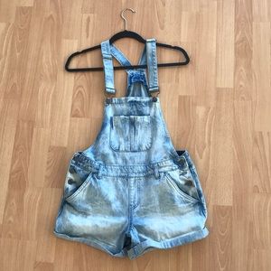 Washed Denim Overalls